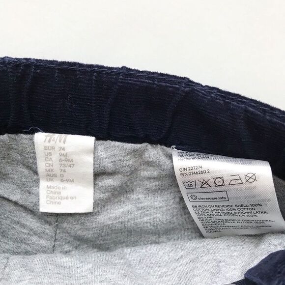 H&M navy blue lined corduroy pants EUC 6-9 months - Picture 4 of 6